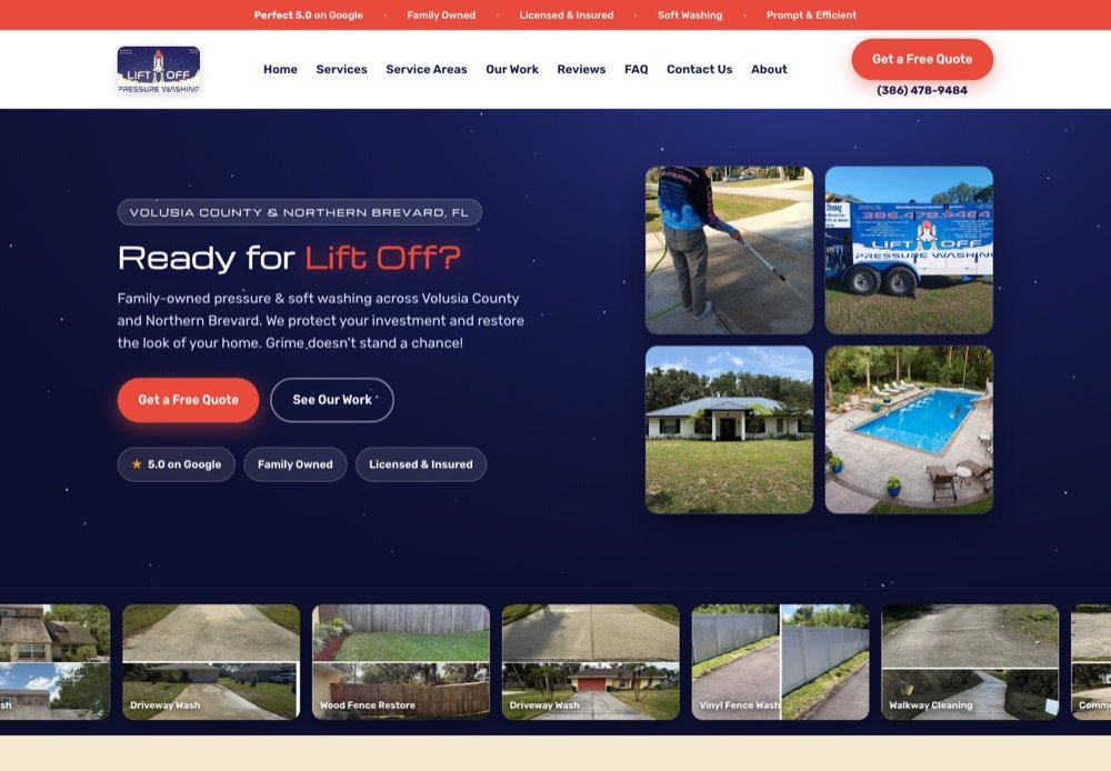Homepage of Lift Off Pressure Washing